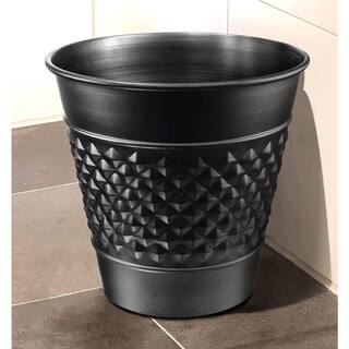 Monarch Abode Handcrafted Geometric Metal Wastebasket in Black 29128