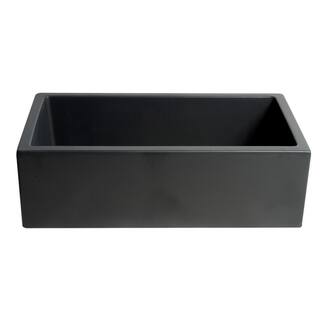 ALFI BRAND Black Matte Fireclay 33.13 in. Single Bowl Farmhouse Apron Workstation Kitchen Sink AB3318HS-BM