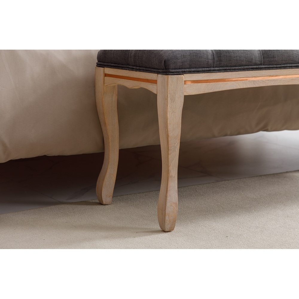 Velvet Upholstered Bench Ottoman  Tufted Dining Bedroom Bench Solid Wood Accent Bench Footrest Stools for Entryway