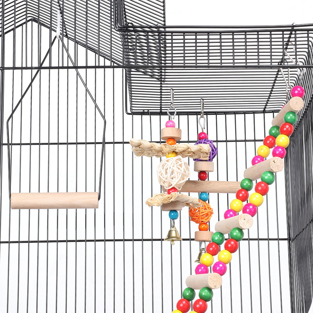 Yaheetech 39''H Roof Top Large Metal Bird Cage Parrot Cockatiel Conure Parakeet Budgie Finch Lovebird Pet Bird Cage w/Toys