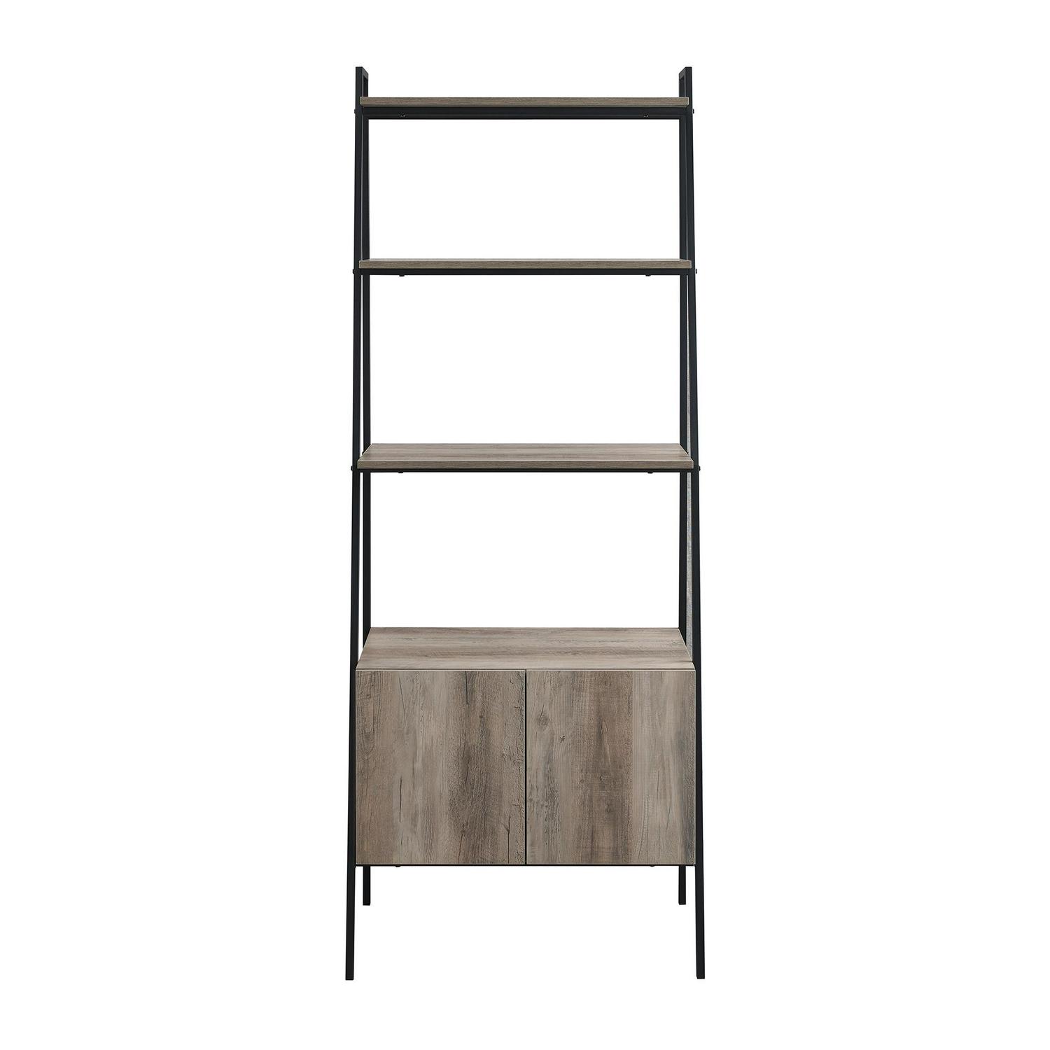 Woven Paths Urban Industrial 4-Shelf Ladder Bookcase， Grey Wash