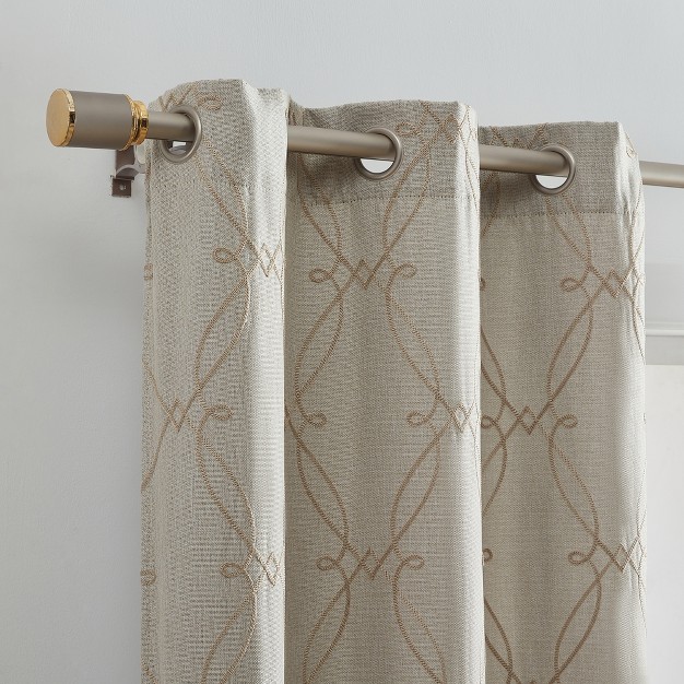 Palmetto Lattice Embroidered Blackout Window Curtain Panel Set Of 2 Elrene Home Fashions