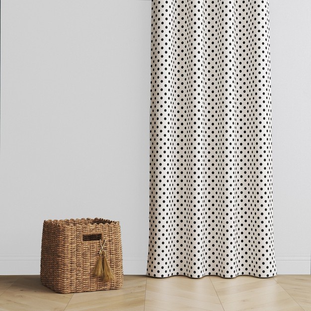 Bacati Pin Dots Black white Cotton Printed Single Window Curtain Panel