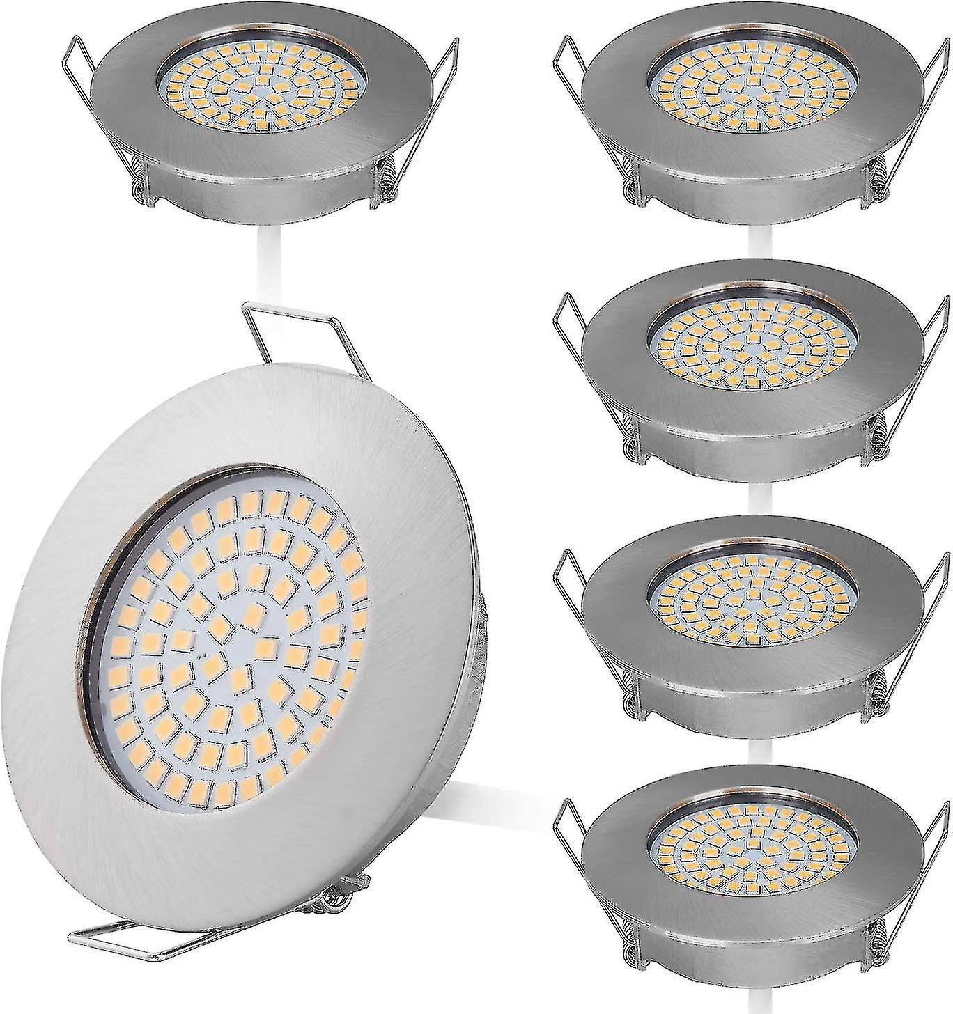 6x 5w Led Recessed Spotlight Complete 3000k Warm White Equivalent To 45w Halogen Bulb 230v Fixed Ceiling Spotlight Drilling 55mm [energy Class E]