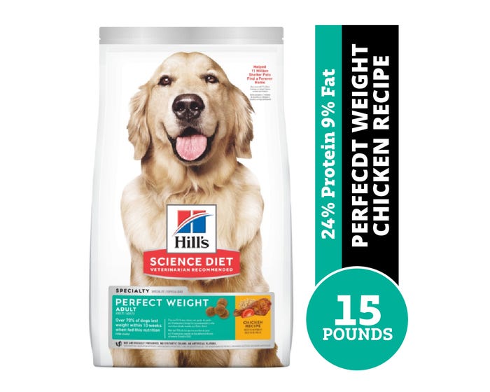 Hills® Science Diet® Adult Perfect Weight Chicken Recipe Dry Dog Food， 15 lb. Bag