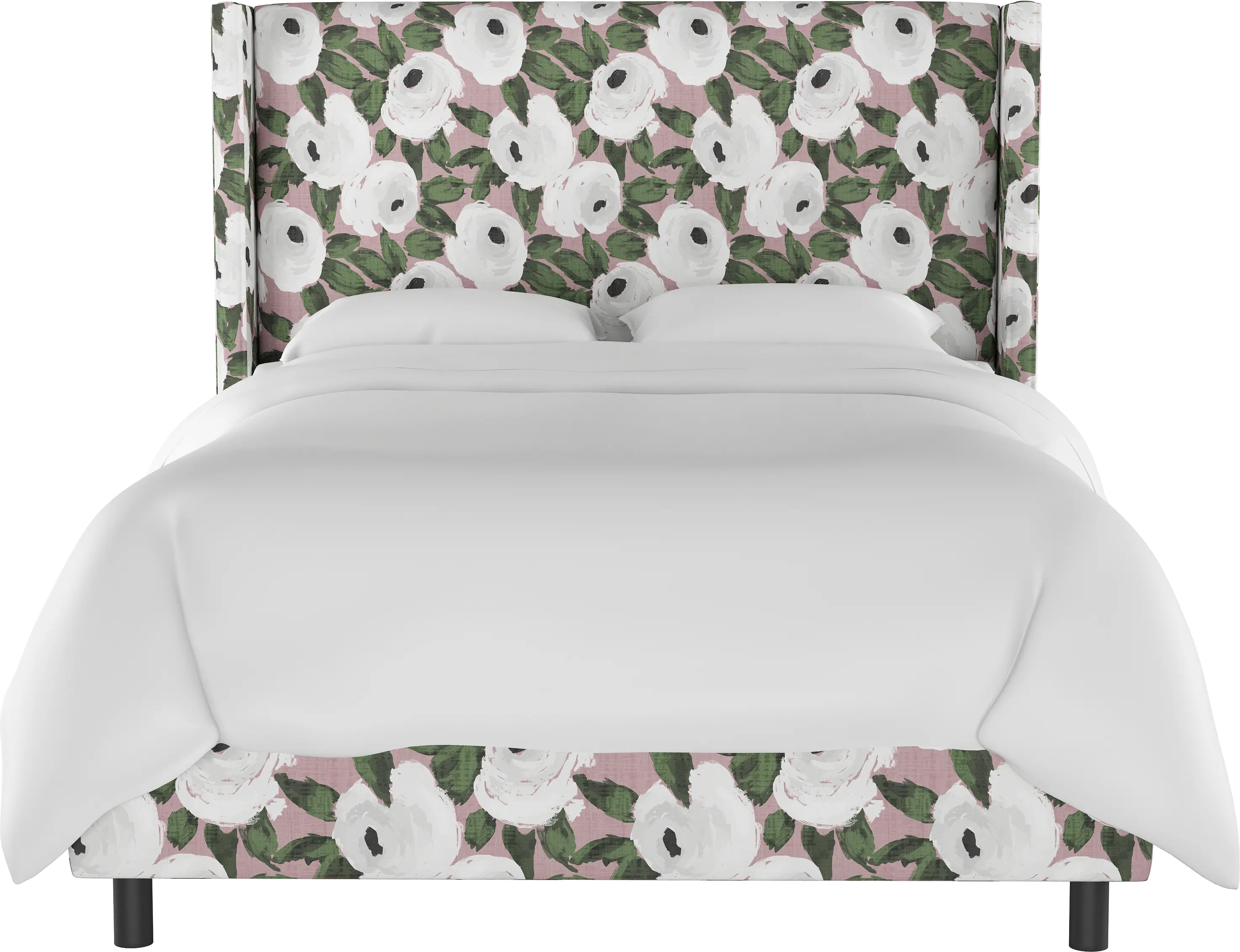 Penelope Rose Floral Straight Wingback Twin Bed - Skyline Furniture