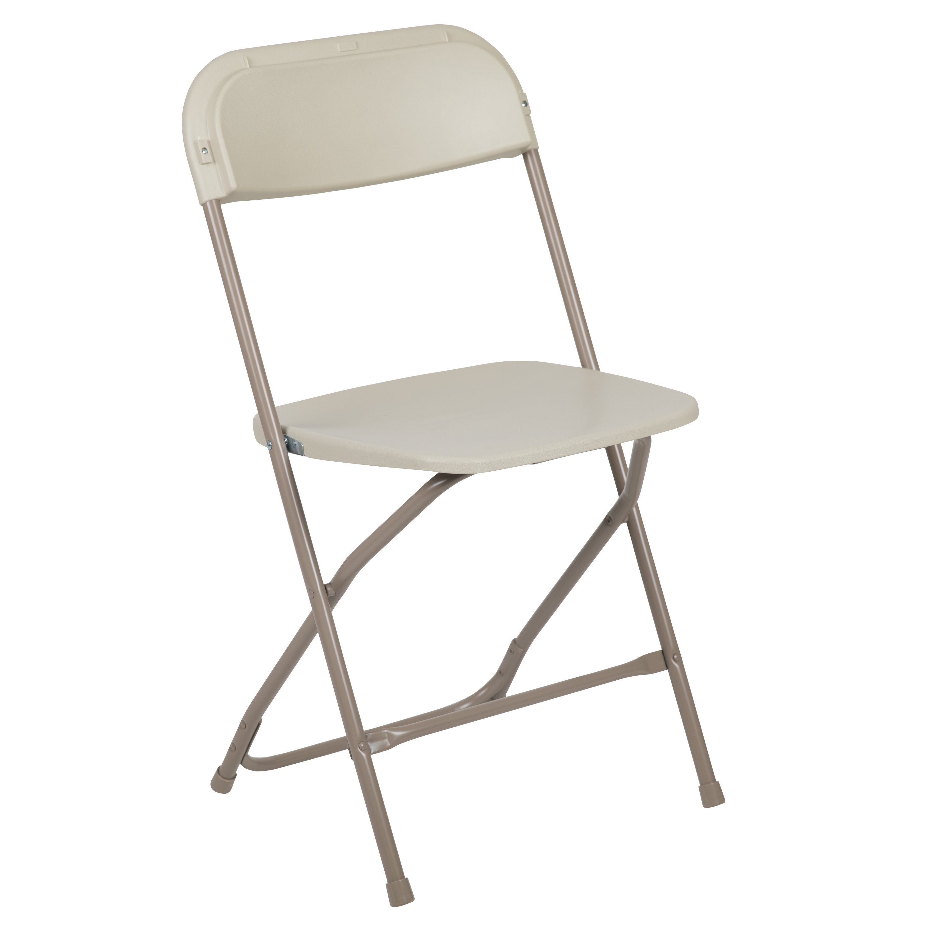 Emma + Oliver Set of 10 Beige Stackable Folding Plastic Chairs - 650 lb Weight Capacity