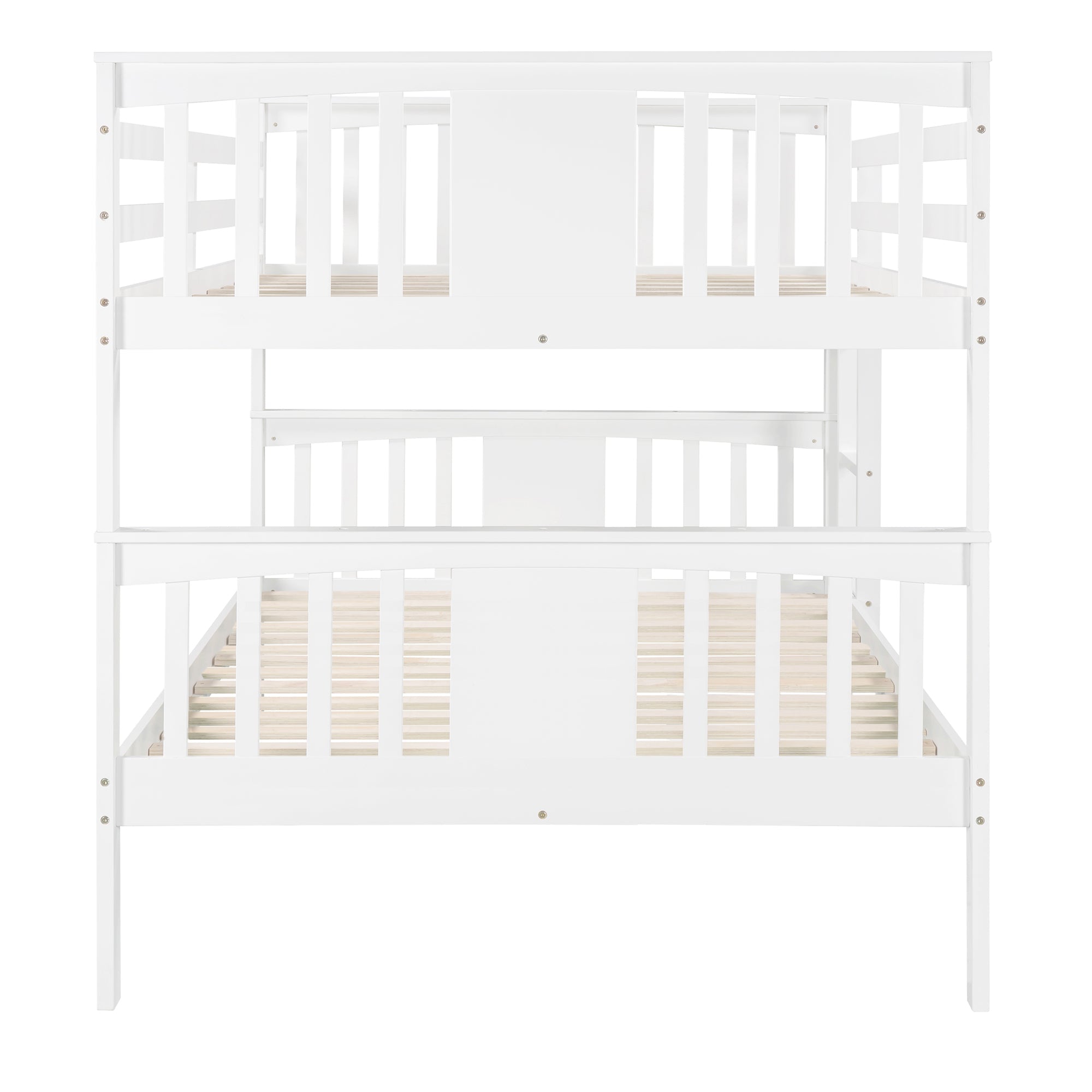 Churanty Wooden Full Over Full Bunk Bed with Safety Guardrail and Sturdy Ladder for Bedrooms Guest Rooms Dorms,White