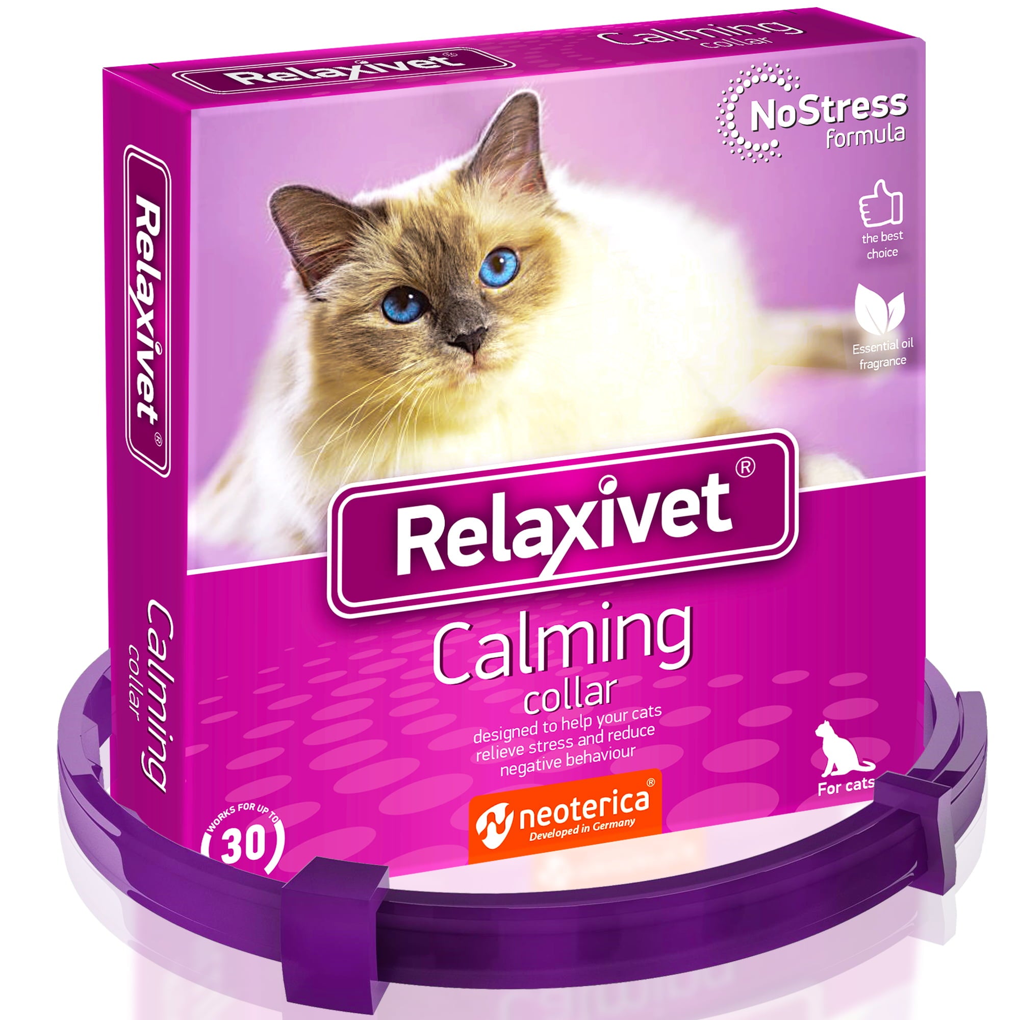 Cat Calming Collar and Pet Anti Anxiety Products - Feline Calm Pheromones Collars and Cats Stress Relief - Relaxivet Comfort Helps with Pee， New Zone， Aggression， Fighting with Dogs and Other Behavior