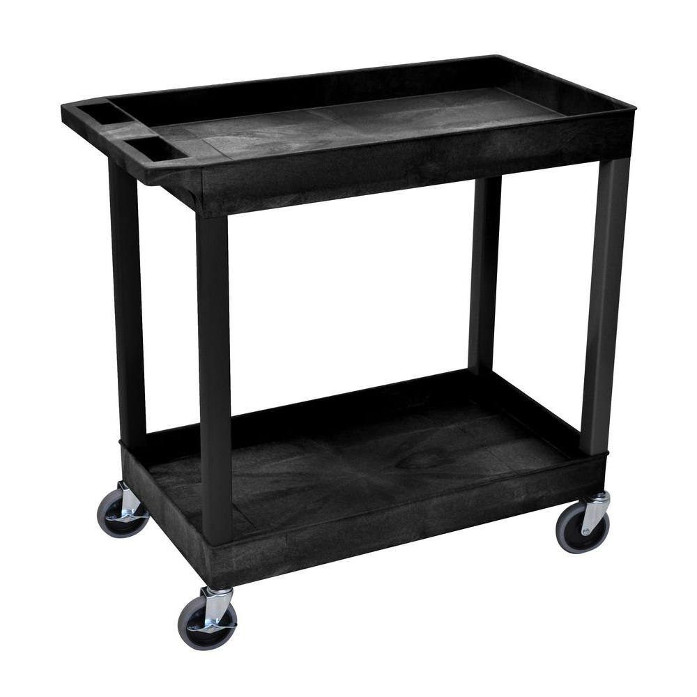 H Wilson E Series 18 in. W x 35 in. L 2-Tub Shelf Utility Cart Black EC11-B