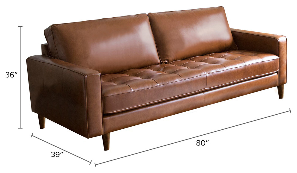 Hammond Leather 2 Piece Sofa and Armchair Set   Midcentury   Living Room Furniture Sets   by Abbyson Living  Houzz