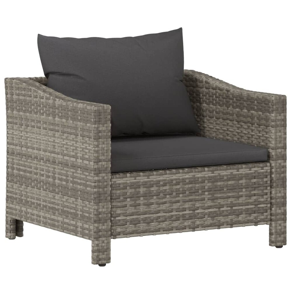 vidaXL 2 Seater Patio Sofa with Cushions Gray Poly Rattan