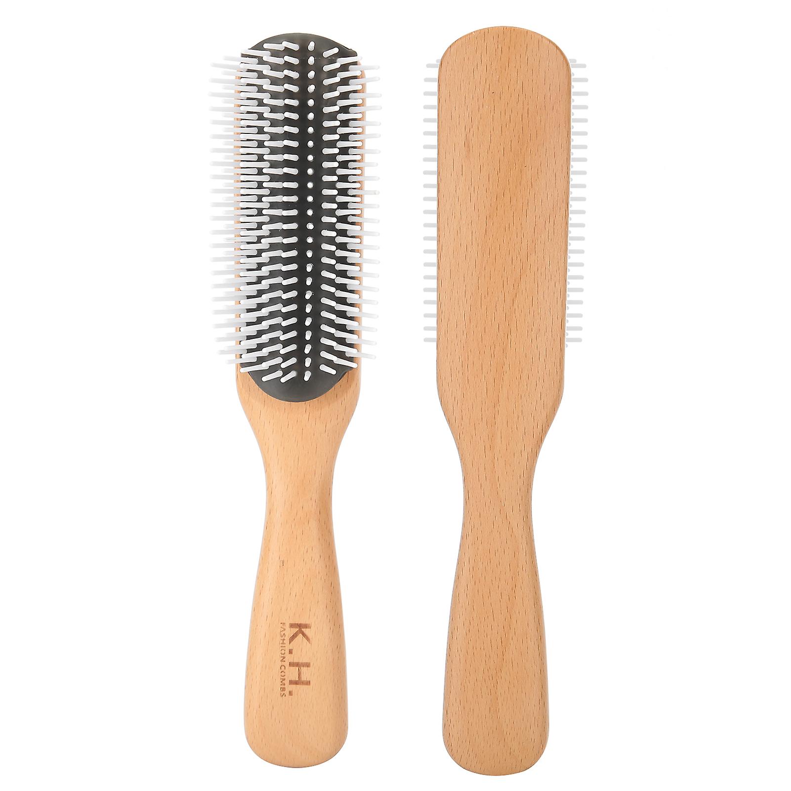 Nine Row Comb Anti-static Curly Hair Comb Wooden Massager Hairdressing Hairbrush