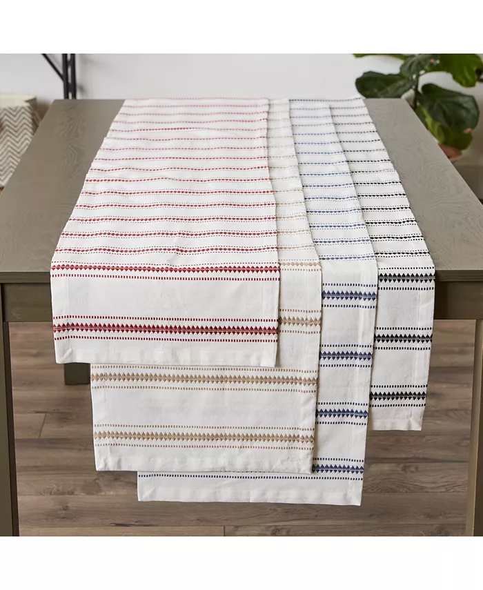 Design Imports Zig Dobby Stripe Table Runner