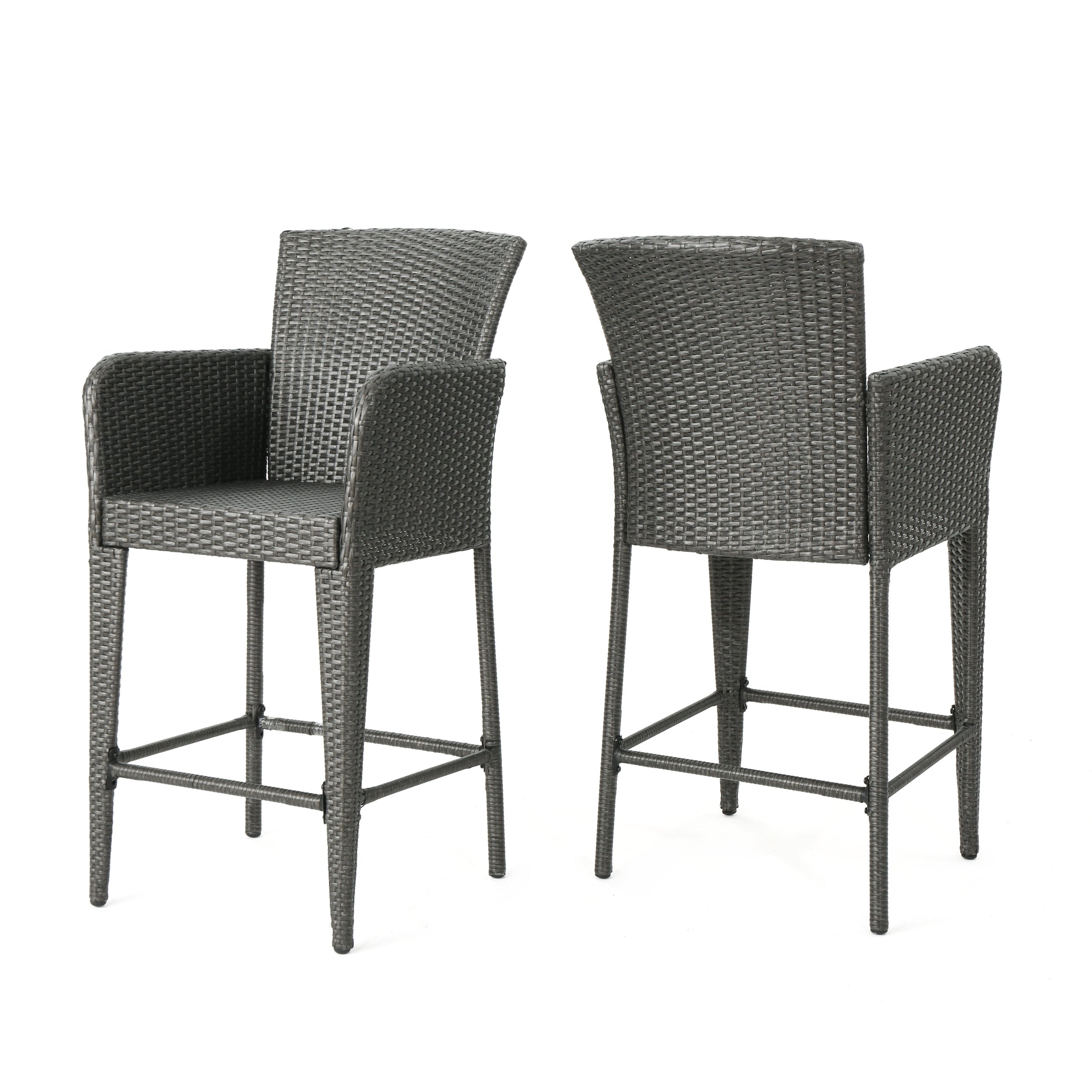 Daisy Outdoor 38-Inch Gray Wicker Barstool (set of 2)