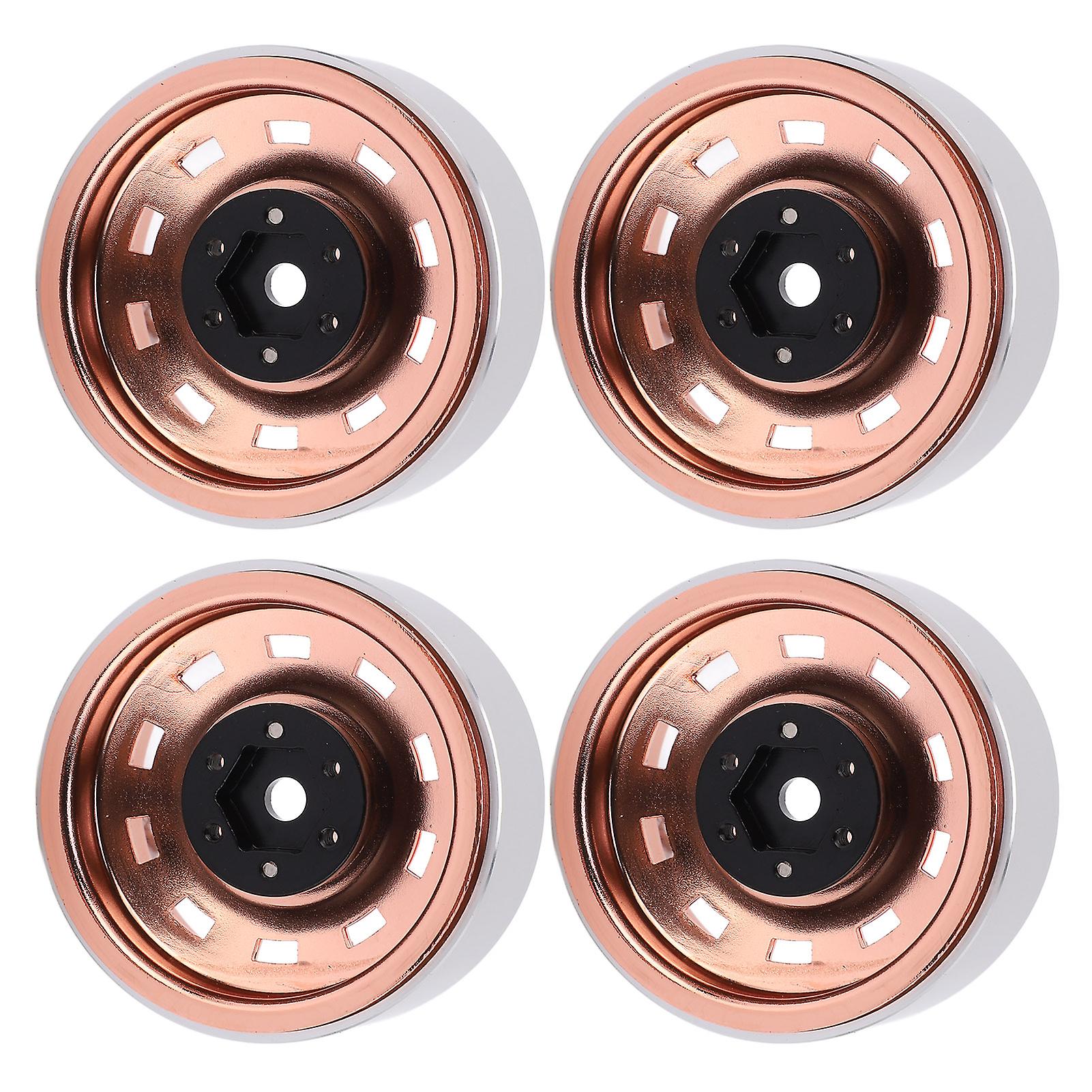 4pcs Metal 1.9 Inch Wheel Rims 10 Square Hole Hub For Axial Scx10 1/10 Rc Climbing Cargold