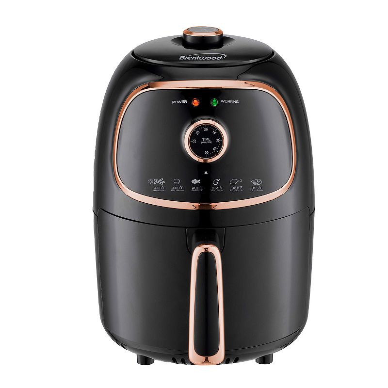 Brentwood AF-202BK 2 Quart Small Electric Air Fryer Copper with Timer and Temp Control