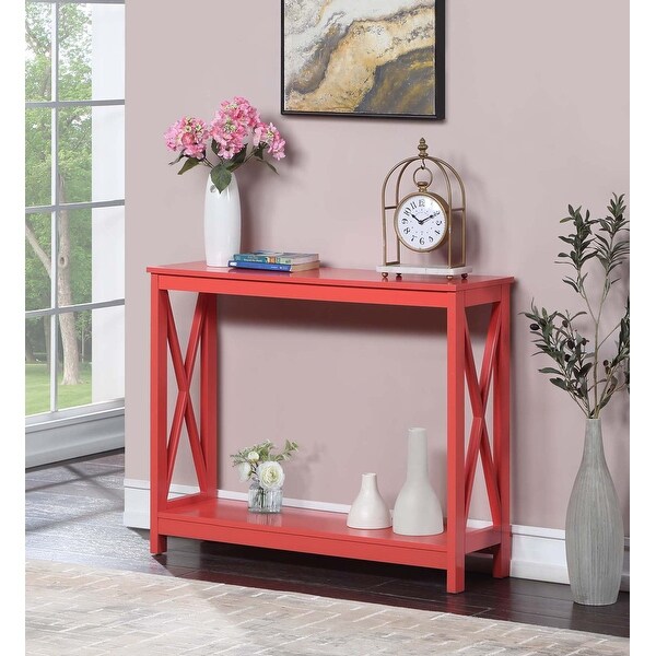 Oxford Console Table with Shelf， Coral