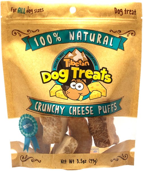 Tibetan Dog Treats Crunchy Cheese Puffs Grain-Free Dog Treats， 3.5-oz pouch