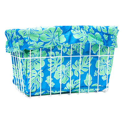 Blue/Green Hibiscus Bicycle Basket Liner