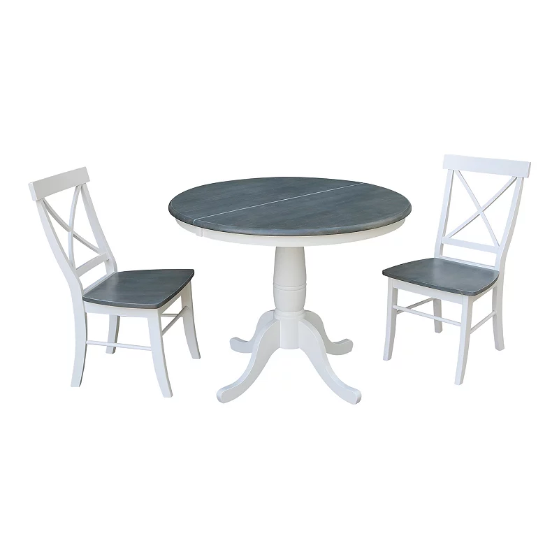 International Concepts Round Extension Dining Table and Chairs 3-pc. Dining Set