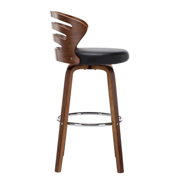 Porthos Home Cora Swivel Bar Stool - Beech Wood Legs and PU Leather Upholstery