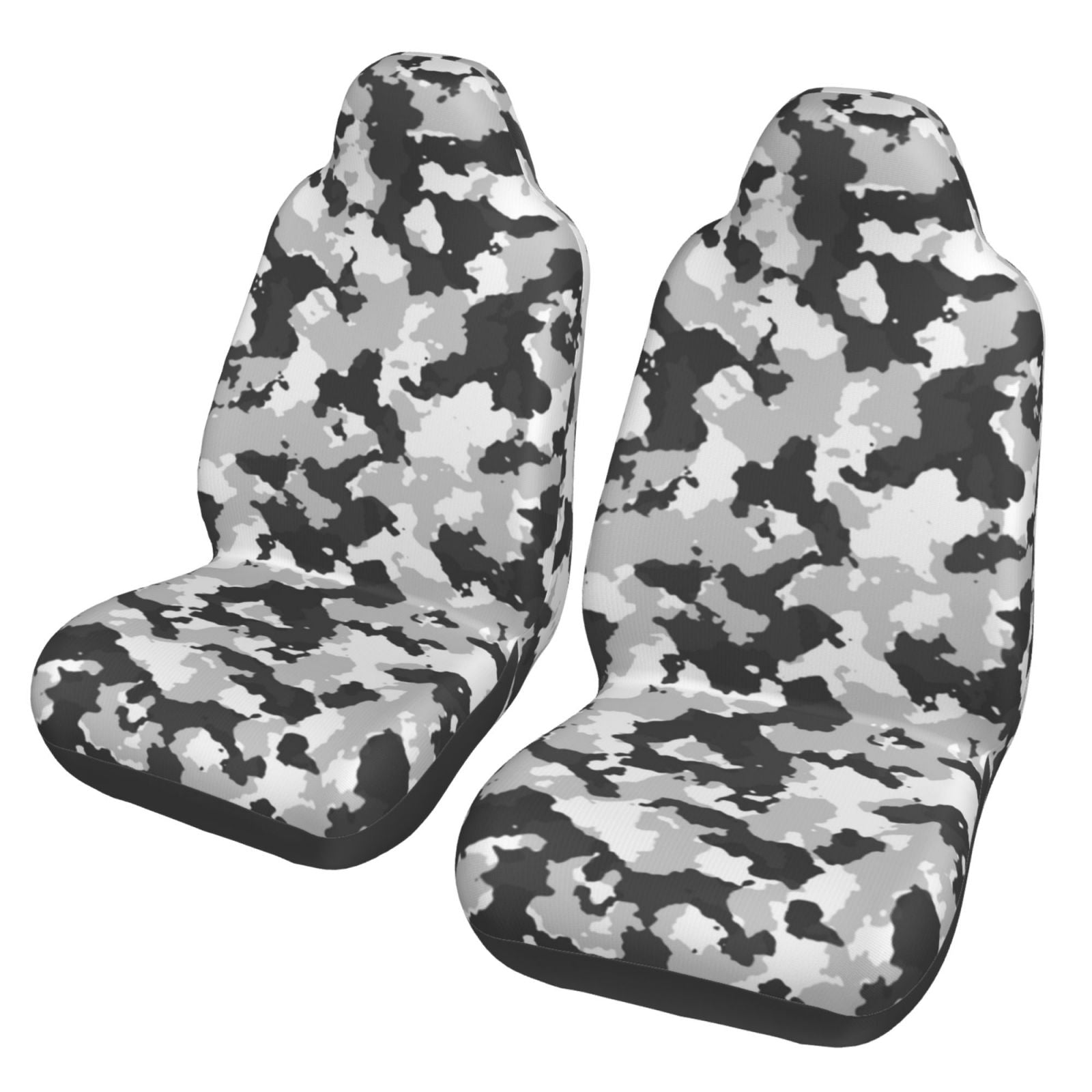 LNWH Car Seat Covers， Snow Camouflage Texture Pattern Car Interior Seat Covers - Universal Fit Most Cars， SUV， Trucks， 2pcs Car Seat Protectors