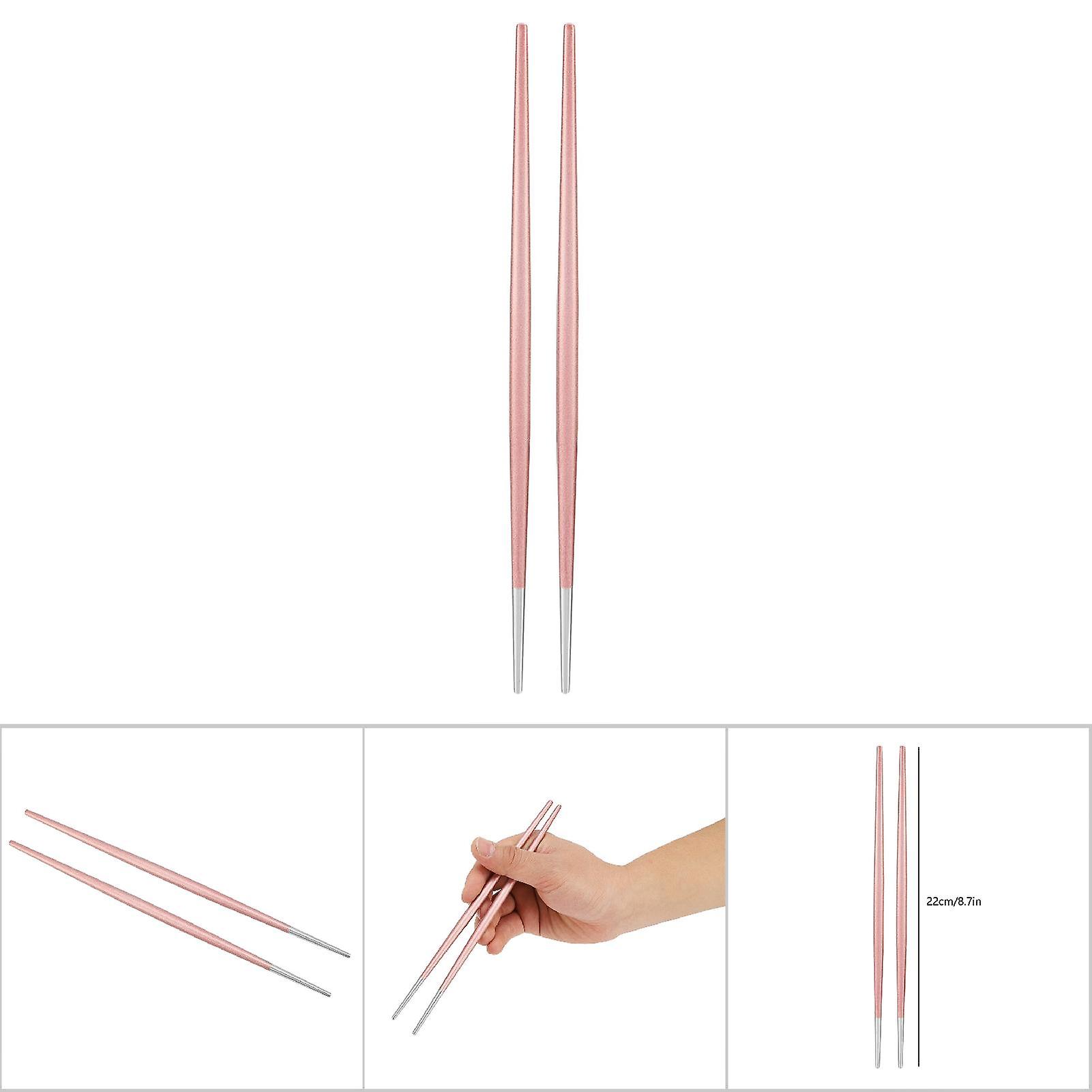 304 Stainless Steel Chopstick Japanese Sushi Chopsticks Tableware Set(pink Silver)