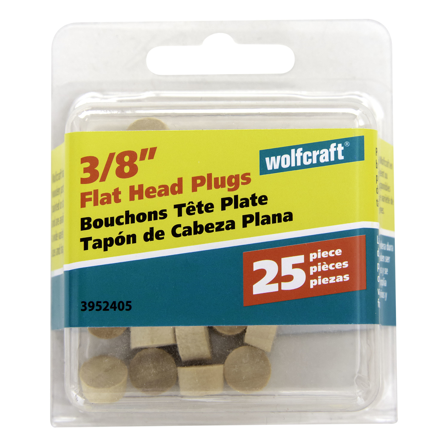 Wolfcraft Flat Hardwood Head Plug 3/8 in. D X 1/4 in. L 1 pk Natural