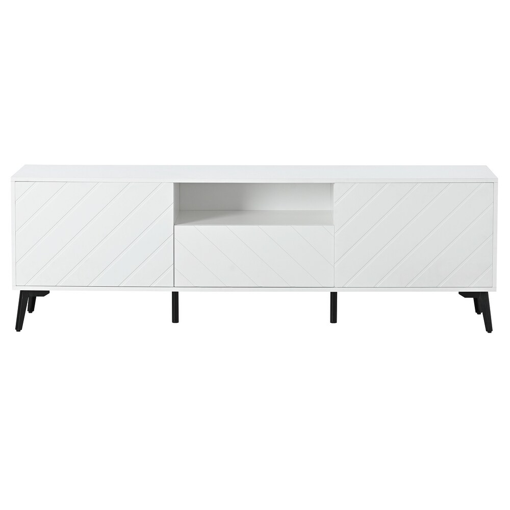 White Modern TV Stand Living Room Media Cabinets for TV Up to 70\