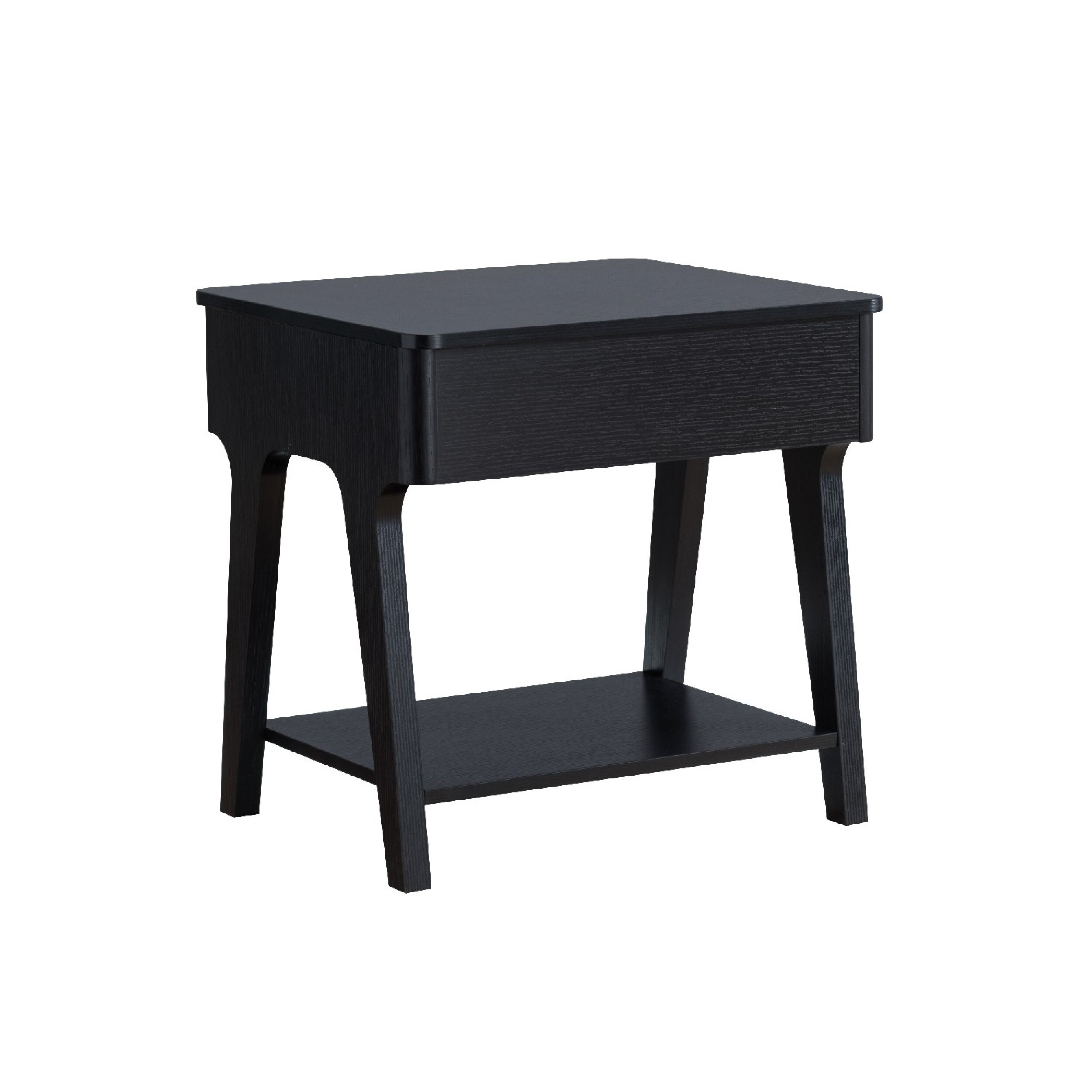 22 Inch Edward End Table with Lift Top and Bottom Shelf， Black