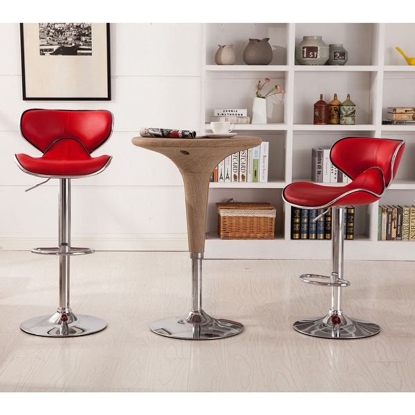 Roundhill Furniture Masaccio Leatherette Airlift Adjustable Swivel Barstool (Set of 2)