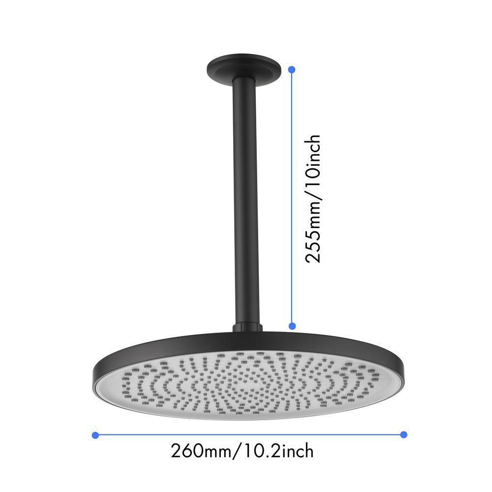 Utopia 4niture Gideon 1-Spray Patterns with 1.8 GPM 10 in. Ceiling Mount Rain Fixed Shower Head in Matte Black HAW92869084