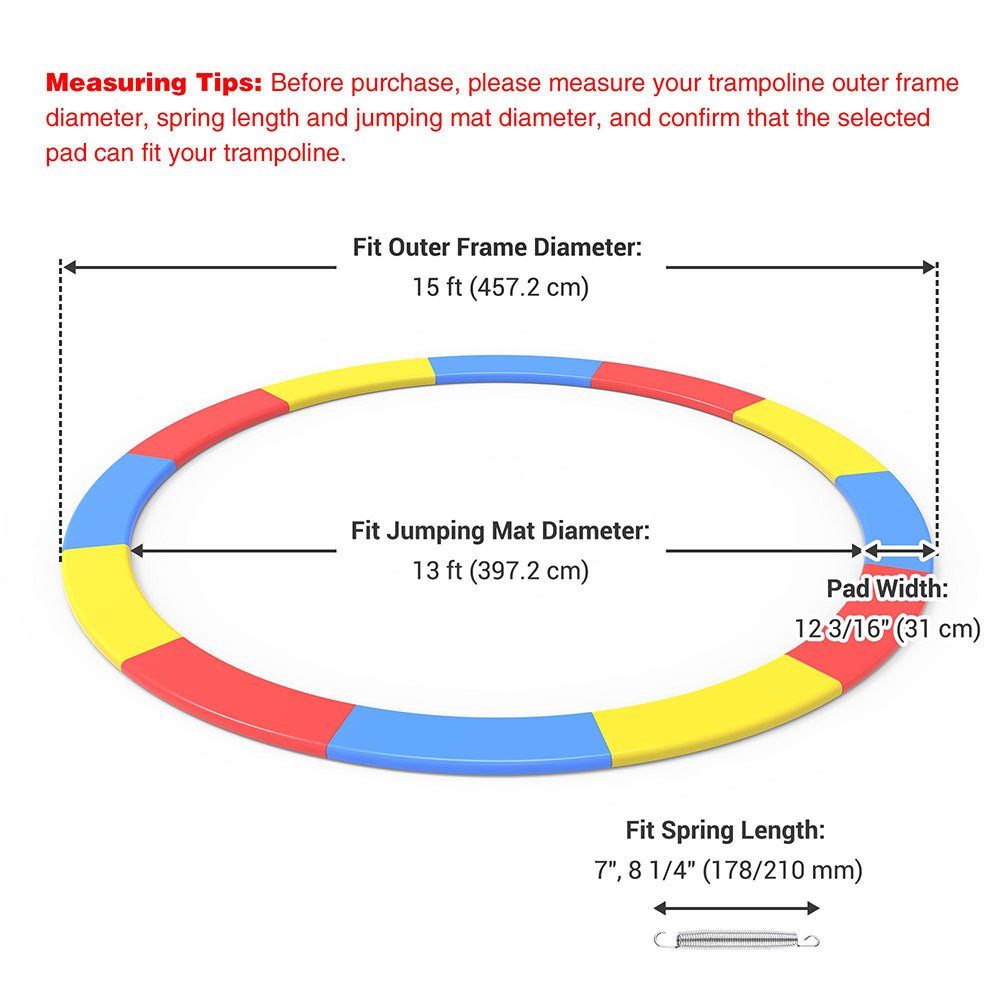 Yescom Trampoline Pad 12 13 14 15 foot Safety Pad Rainbow Padding