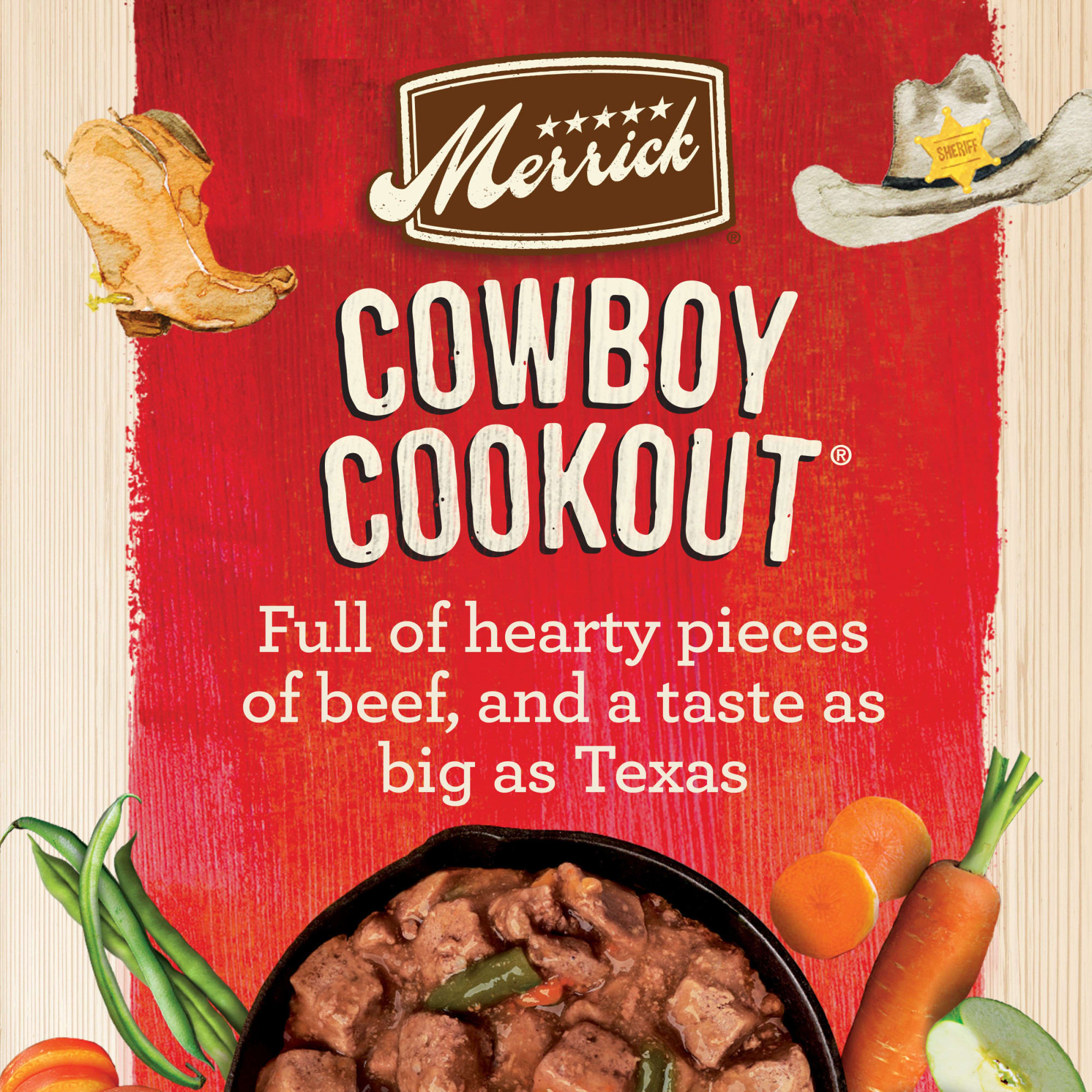 Merrick Grain Free Cowboy Cookout Canned Dog Food， 12.7 oz.， Case of 12