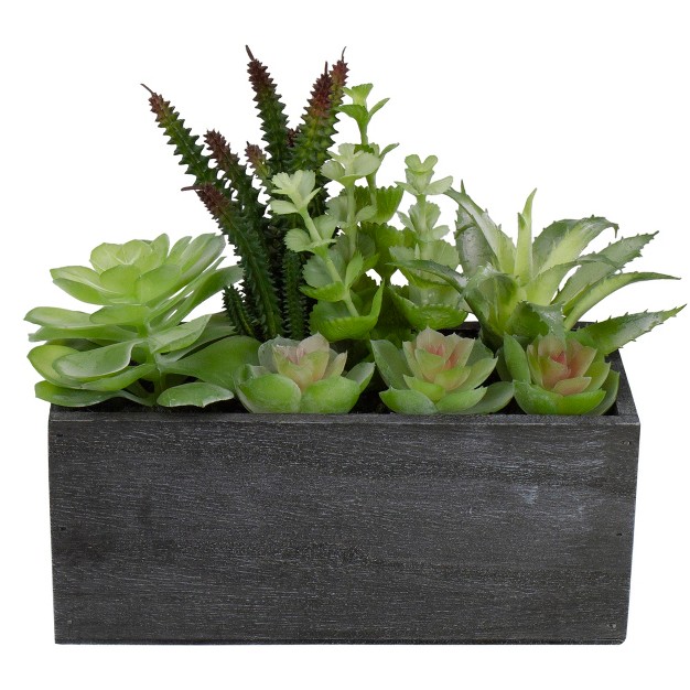 Artificial Mixed Succulent Plants In A Rectangular Planter