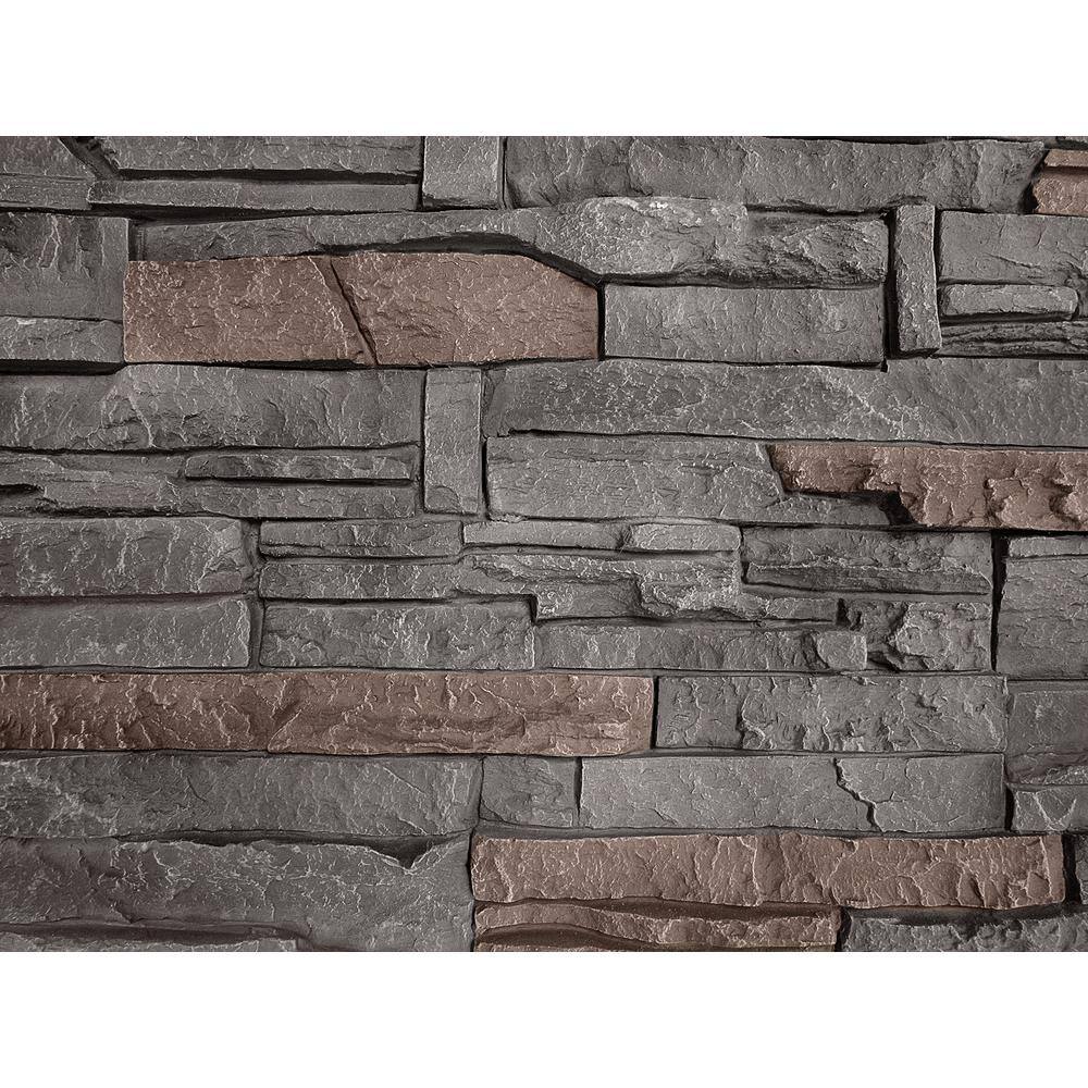 GenStone Stacked Stone Coffee 12 in. x 42 in. Faux Stone Siding Panel G2SSCHP