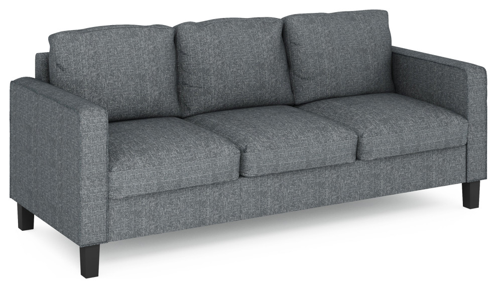 Furinno Bayonne Modern Upholstered 3 Seater Sofa  Gunmetal   Transitional   Sofas   by VirVentures  Houzz