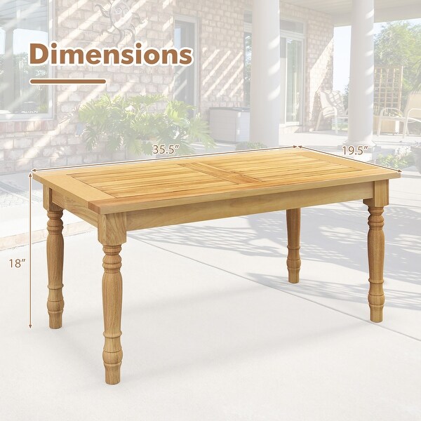 Gymax Patio Coffee Table w/ Solid Teak Wood Structure Slatted Tabletop