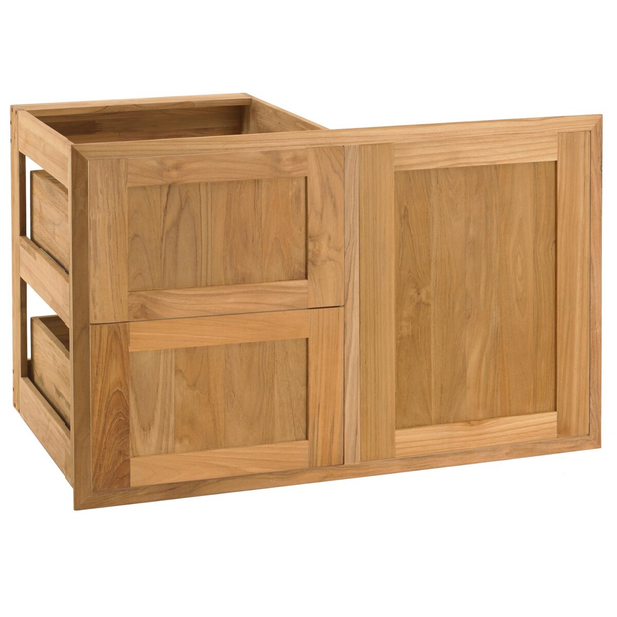 Pacific Teak Shaker 35-Inch Teak Wood Access Door and Double Drawer Combo