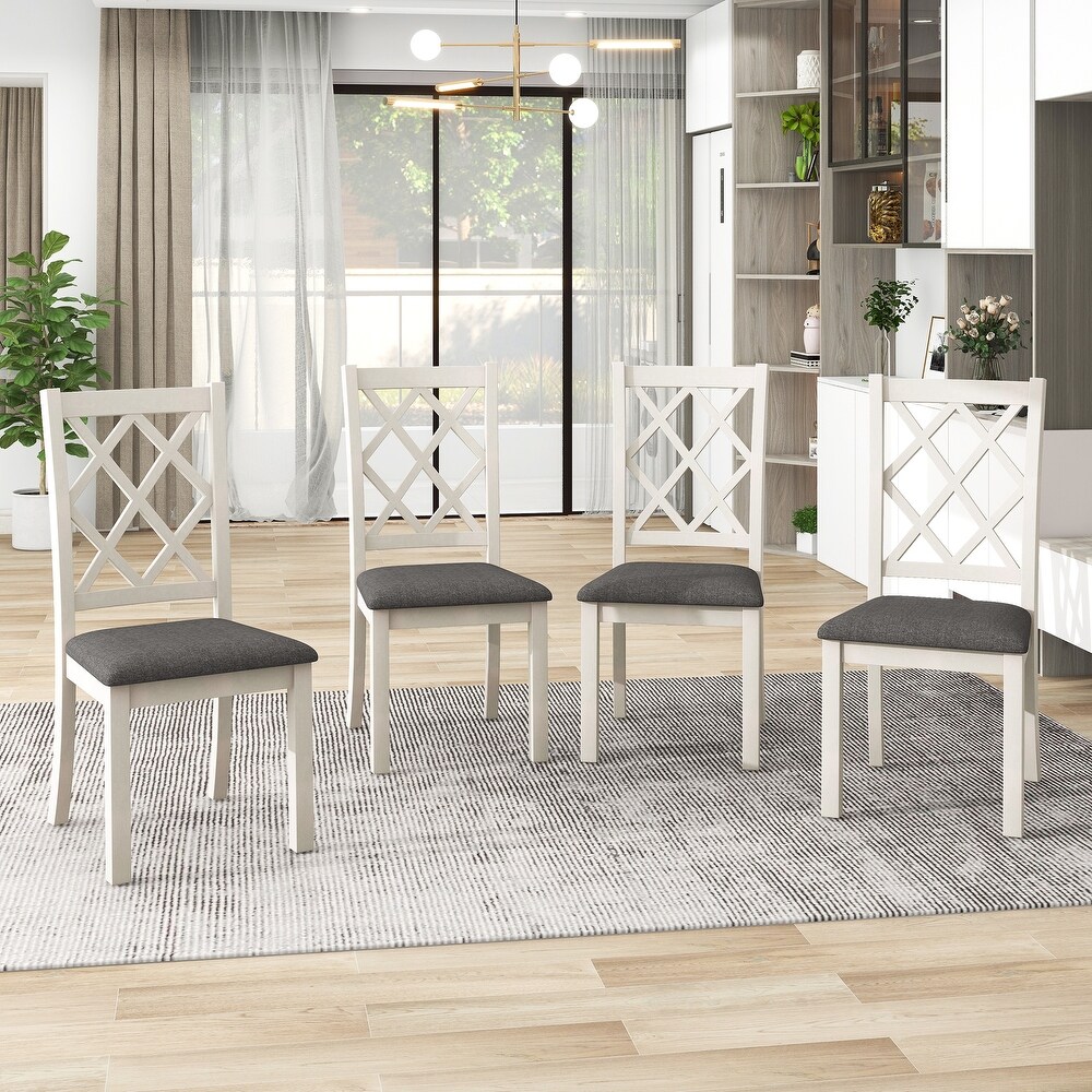 5 Piece Wood Round Dining Table Set with 4 Chairs