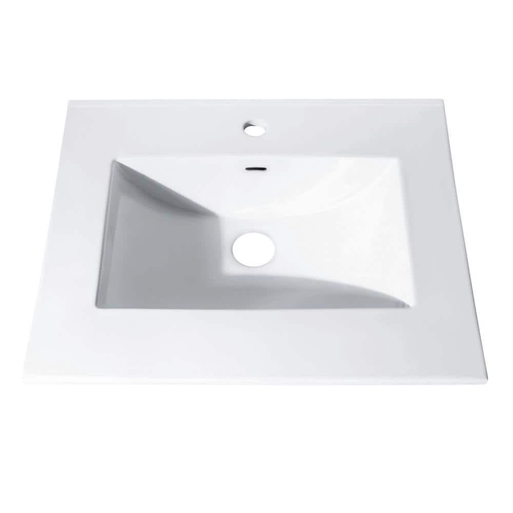 Avanity 25 in Vitreous China Vanity Top with Rectangular Bowl in White