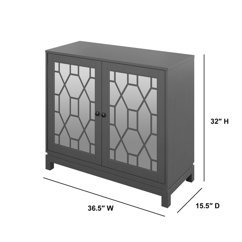 Accent Cabinet with USB Charging Ports and Mirrored Doors