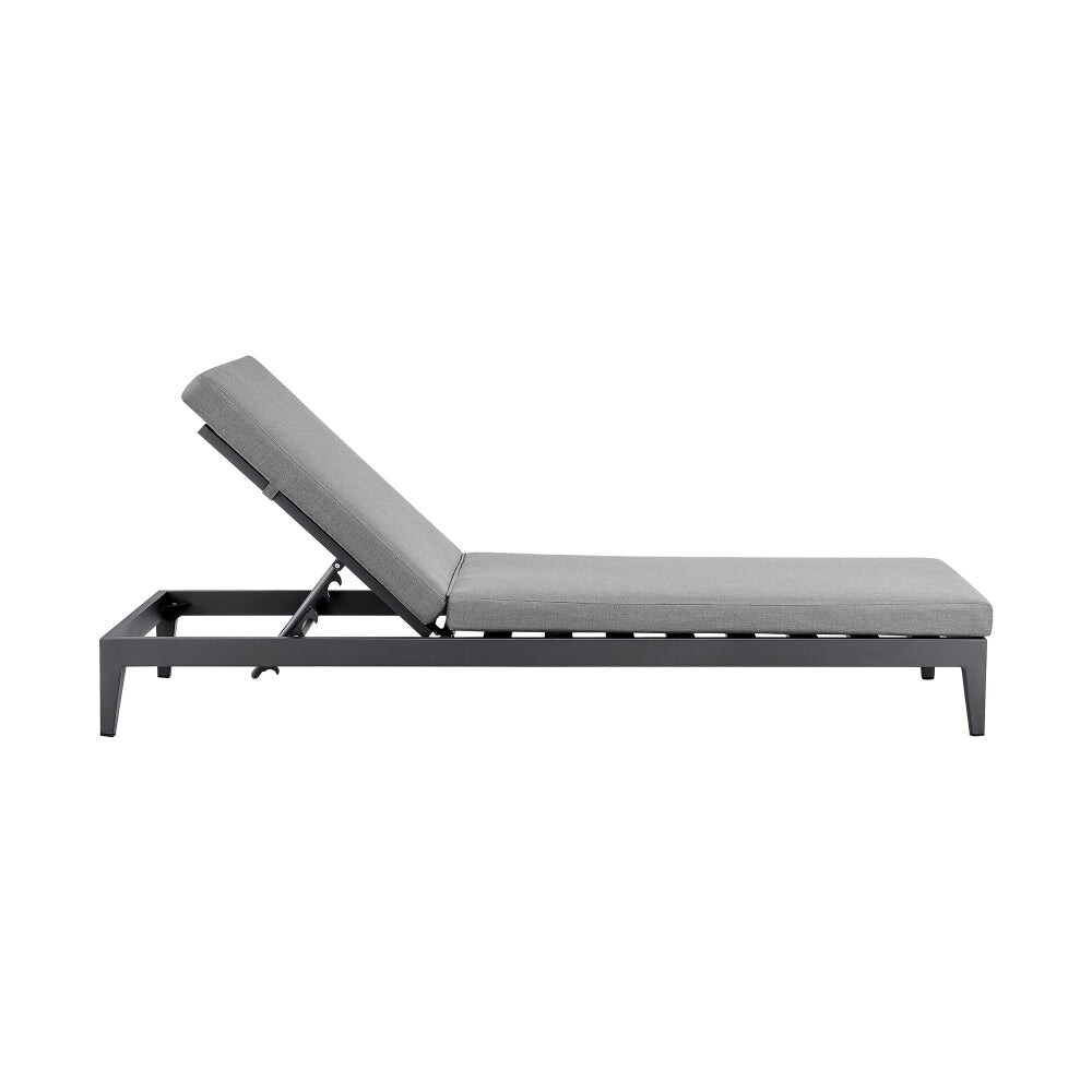 Jax 80 Inch Patio Adjustable Chaise Lounge Chair  Aluminum Frame  Dark Gray   13 H x 28 W x 80 L Inches