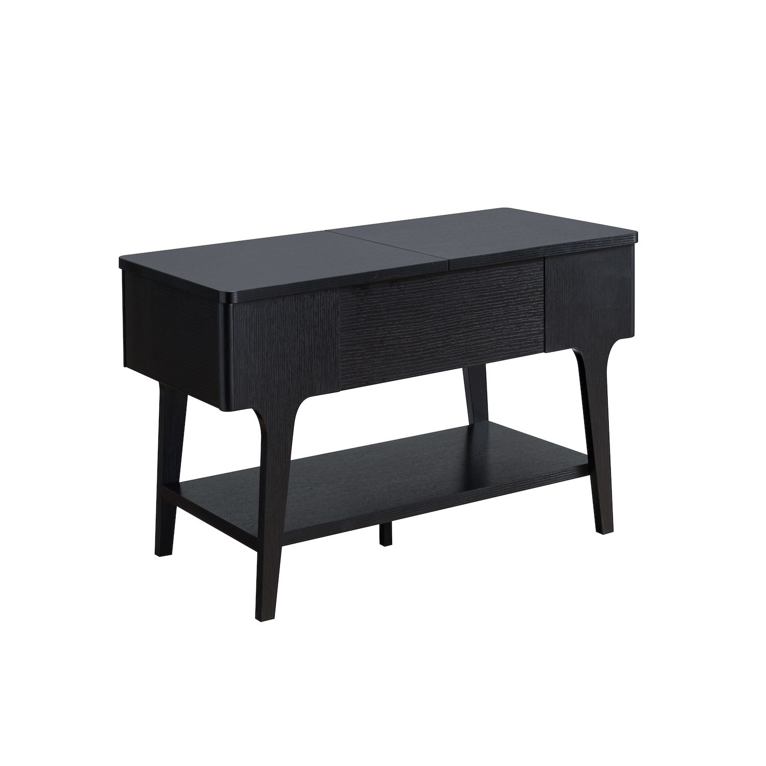 FC Design Black Coffee Table with Lift Top Table Top and Bottom Shelf