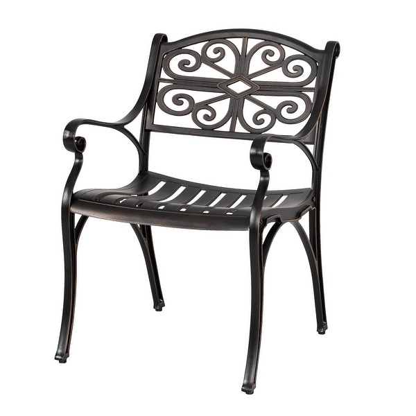 Nuu Garden Outdoor 3Piece Cast Aluminum Bistro Set with Umbrella Hole