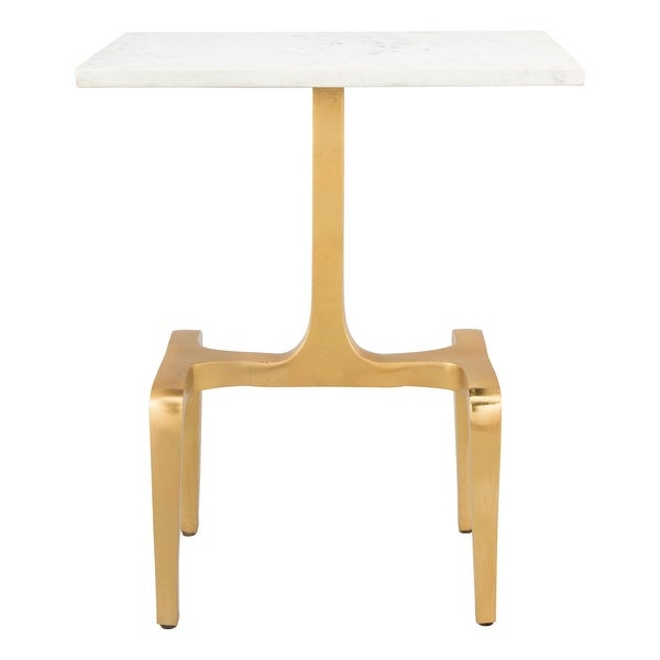 Clement Marble Side Table White and Gold - 18