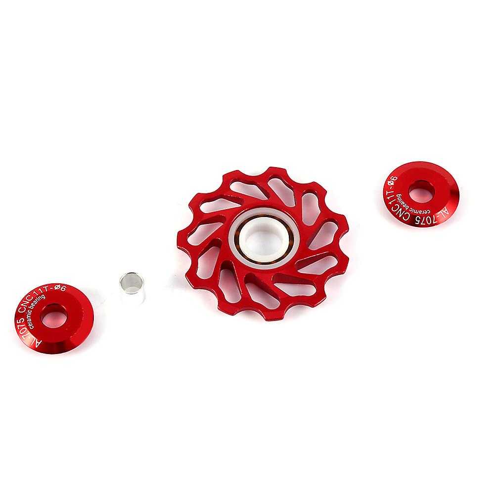 2 X Cnc Alloy Jockey Wheel Rear Derailleur Pulley For Mtb Bicycle Road Bike(red 11t)