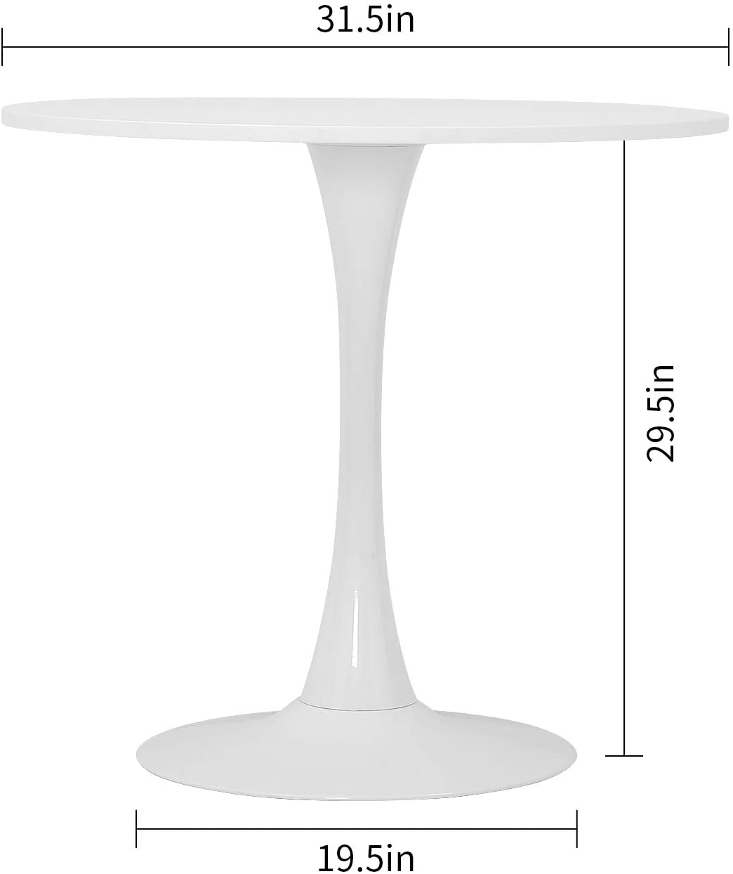 Omni House Round Dining Table ,Modern White Tulip Dining Room Table with MDF Table Top Leisure Coffee Table for 4 Person