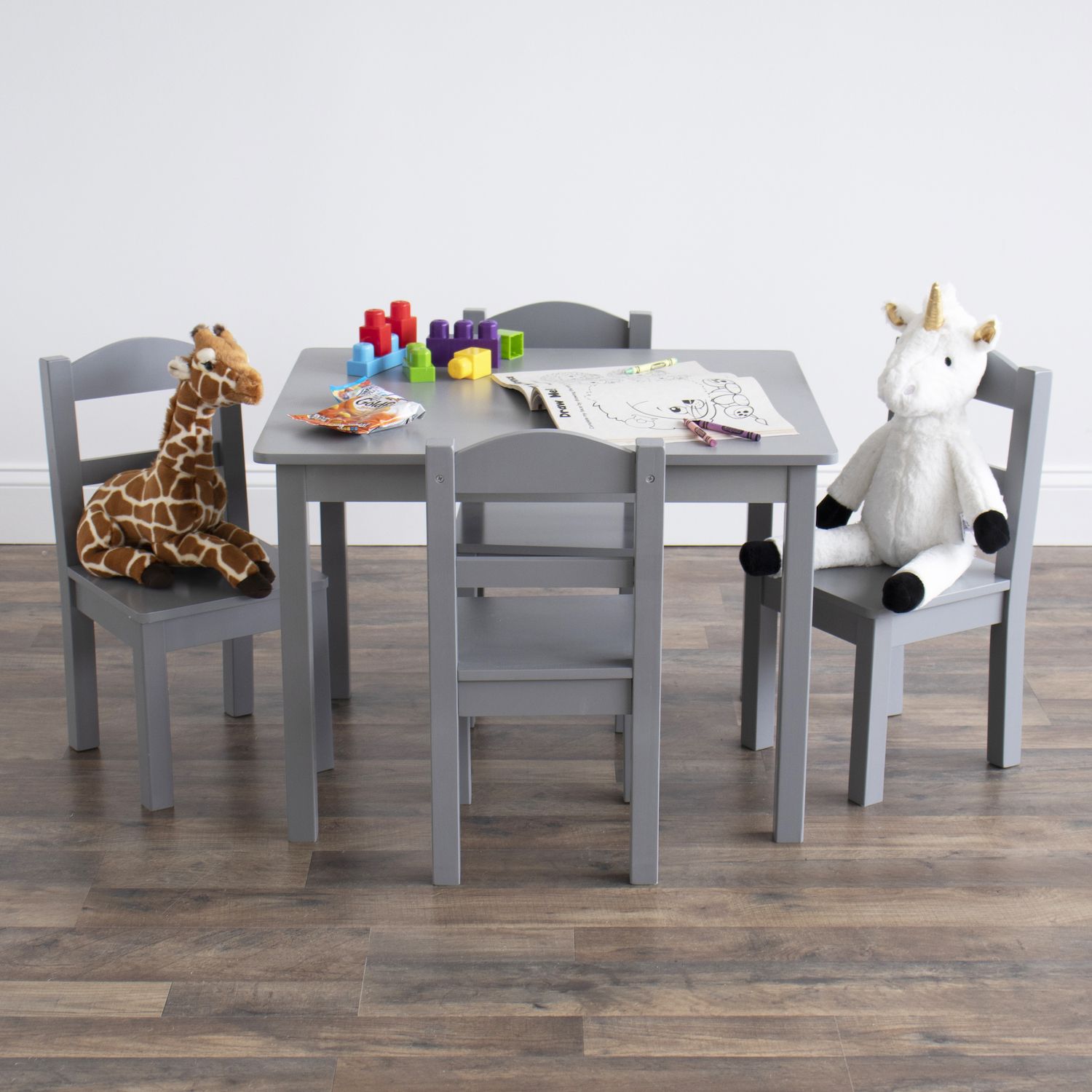 Humble Crew Kids Wood Table and 4 Chairs Set